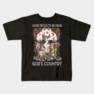 We're Proud To Be From God's Country Bull Skull Vintage Kids T-Shirt